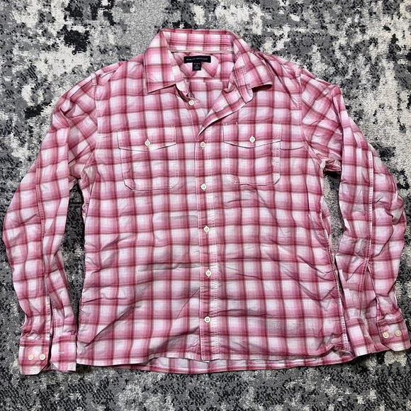 Banana Republic Pink‎ Plaid Button Up Shirt - Picture 1 of 5